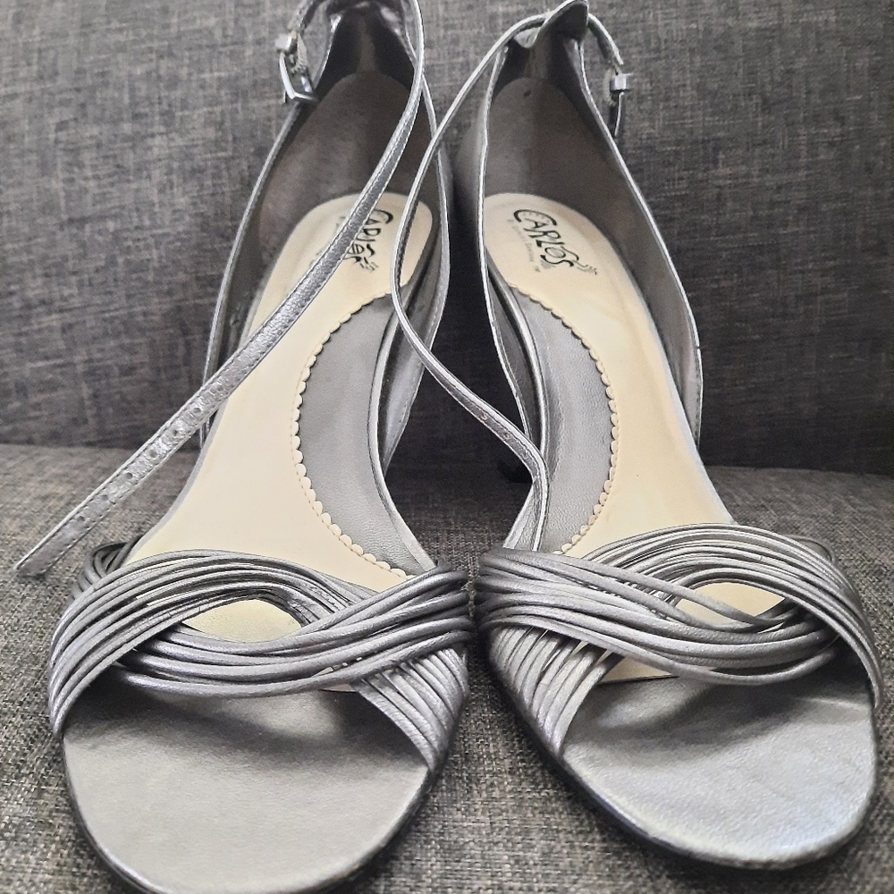 Carlos silver wedge sandals